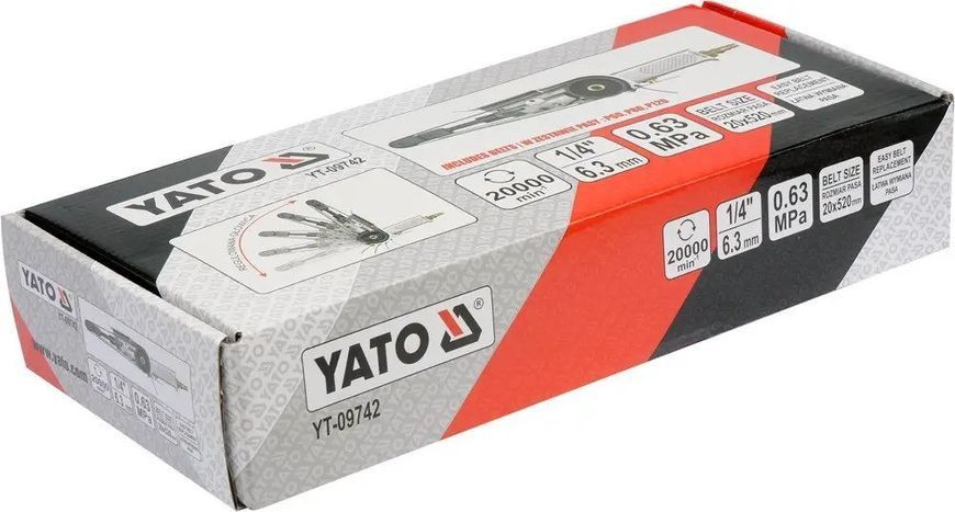 Пневмошлифмашина ленточная 20х520мм YATO YT-09742 Польша
