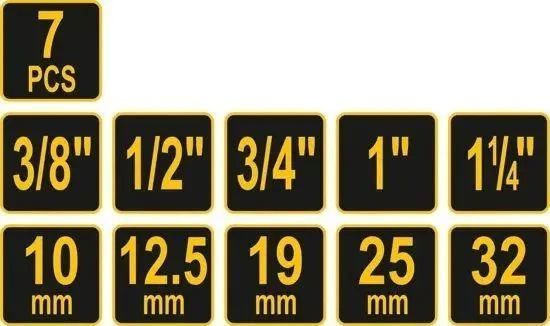 Набор резьбонарезной для труб (3/8"-1/2"-3/4"-1"-5/4") 8 шт. Vorel 55820 Польша