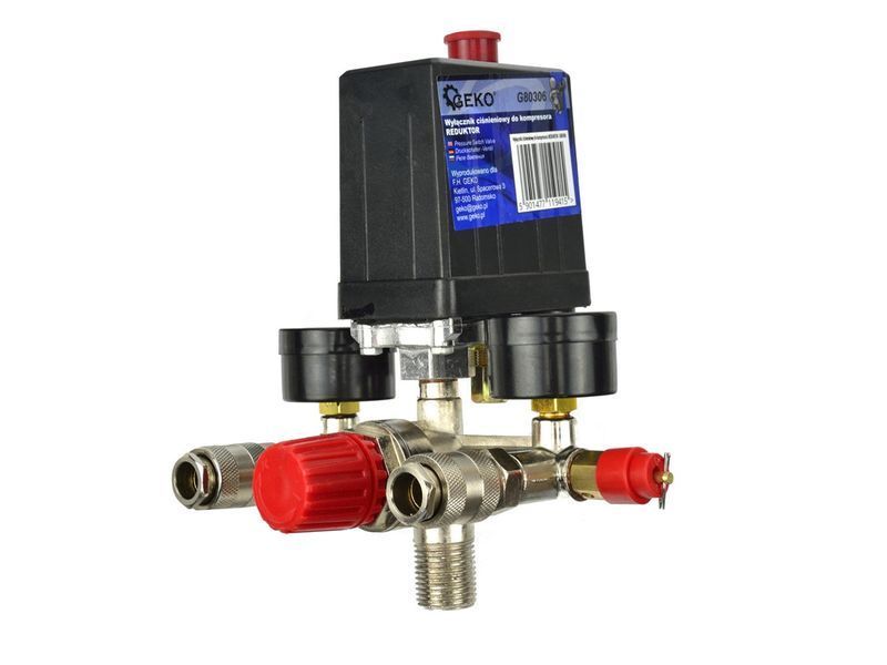 Пресостат до компресора Geko G80306, 8 бар, 1/4", 20,5 мм