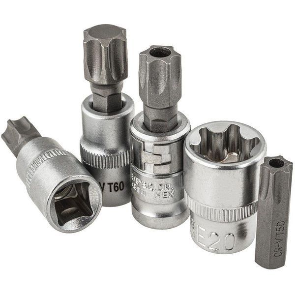 Набір TORX: головки торцеві (E4-E20) +біти+біти впресовані в головку (T10-T60) 34 ел. Vorfal V08059