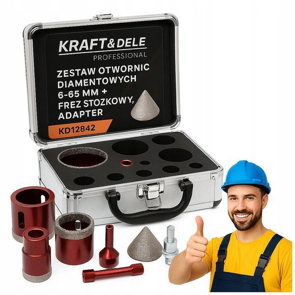 Набор коронок алмазных 6-65 mm 10ел. Kraft&Dele KD12642